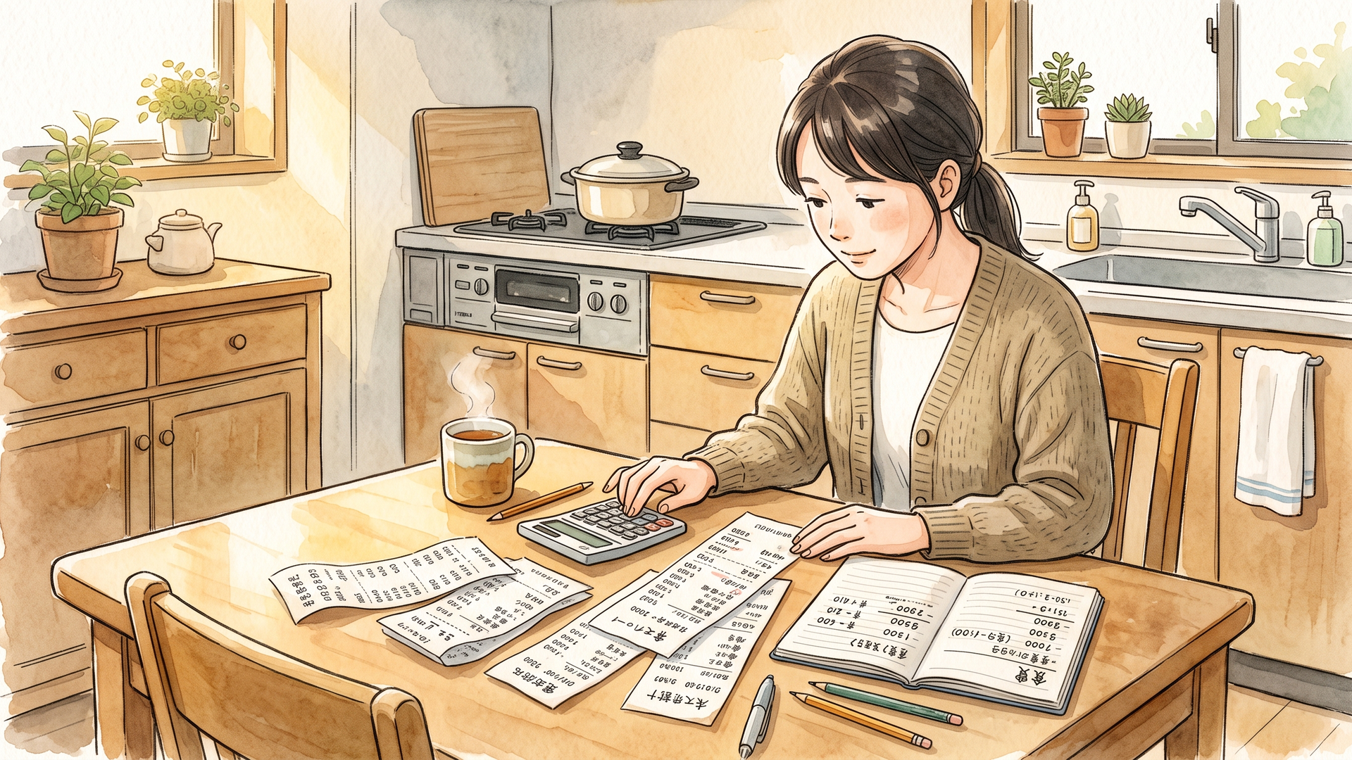 1ヶ月のミールキット代を家計簿で試算する様子