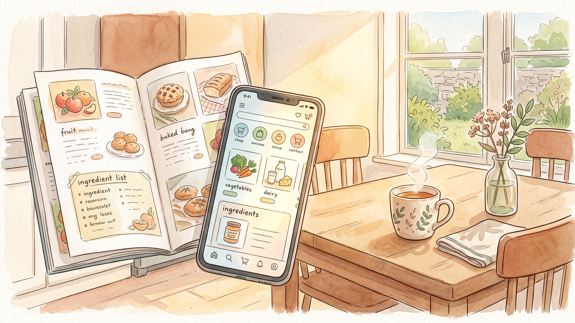 原材料表示を確認しながらミールキットを選ぶ様子